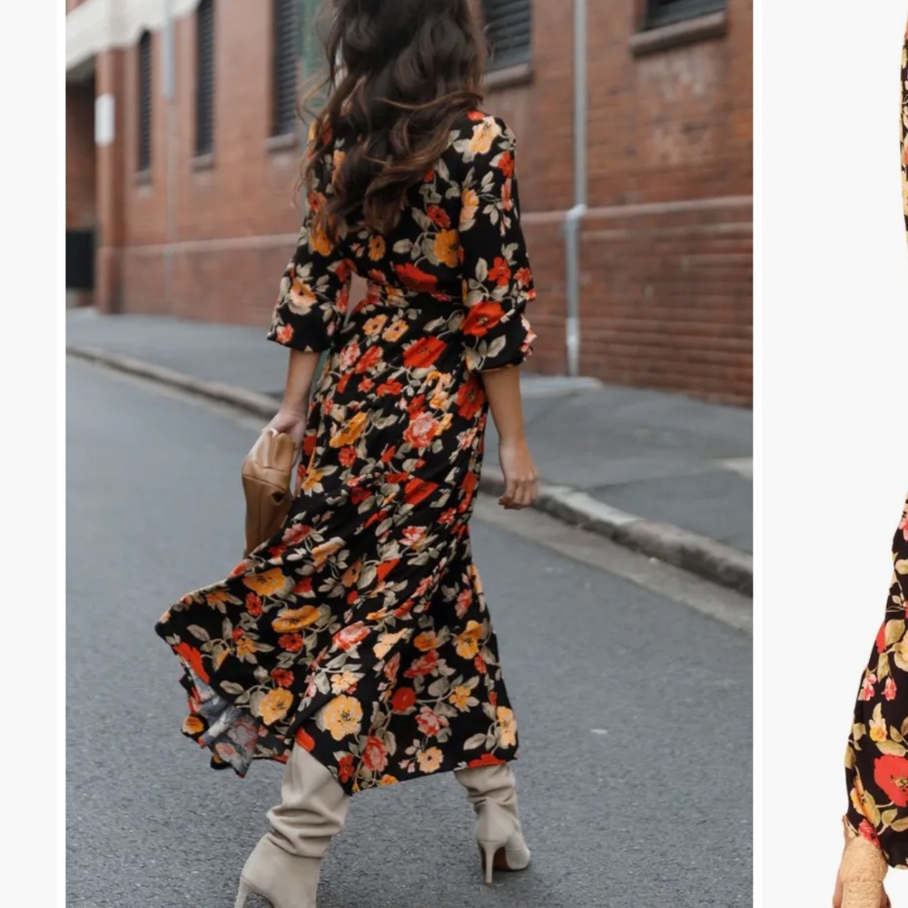 Petal and Pup black floral maxi